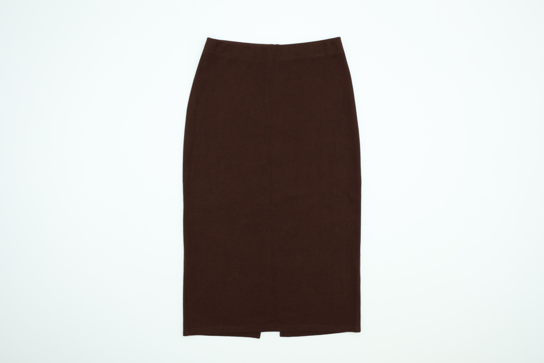M&S Women's Pencil Skirt Chocolate Ribbed Back Slit Pull On New