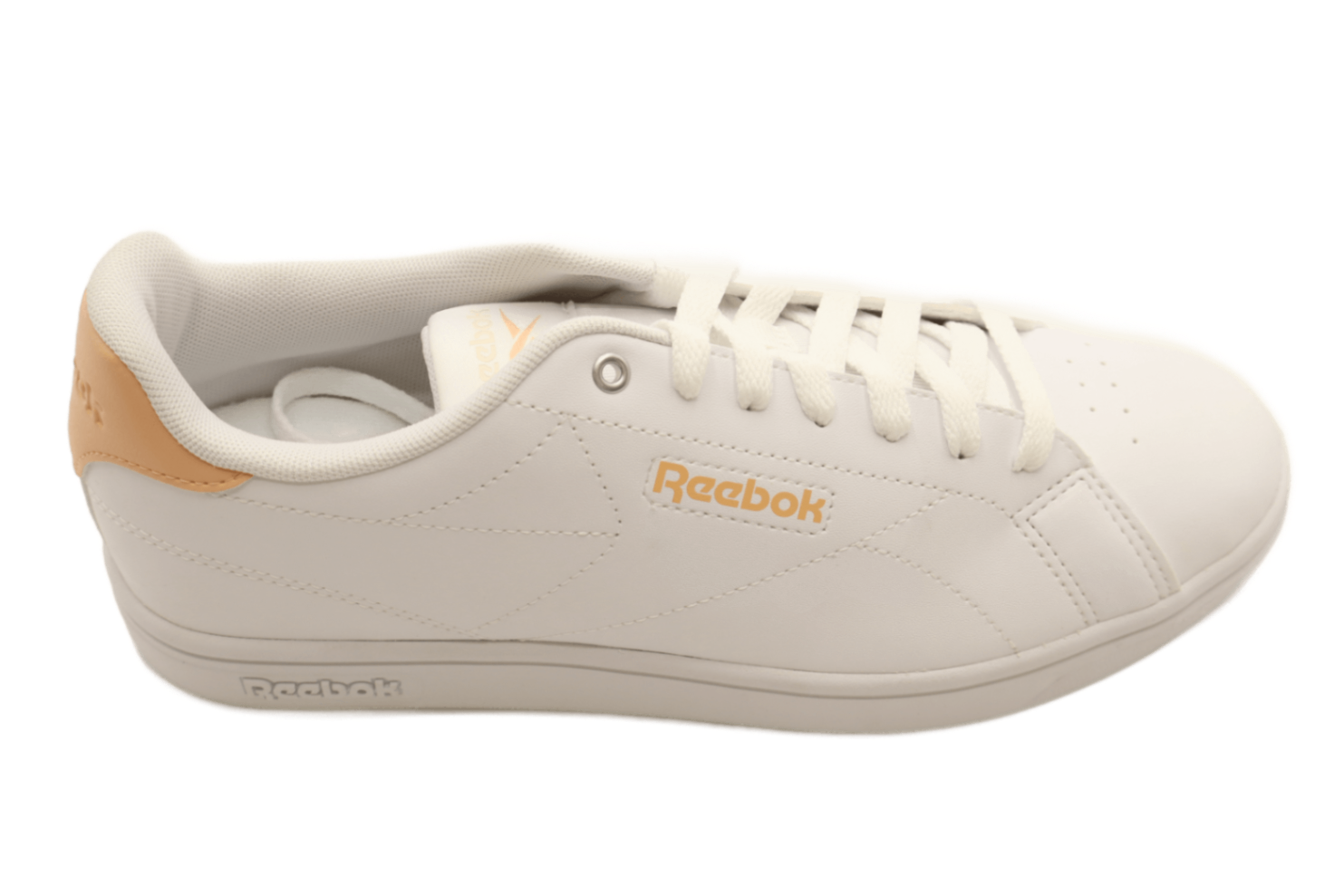 Reebok Women's Court Clean Casual Trainers White/Peach Lace Up New
