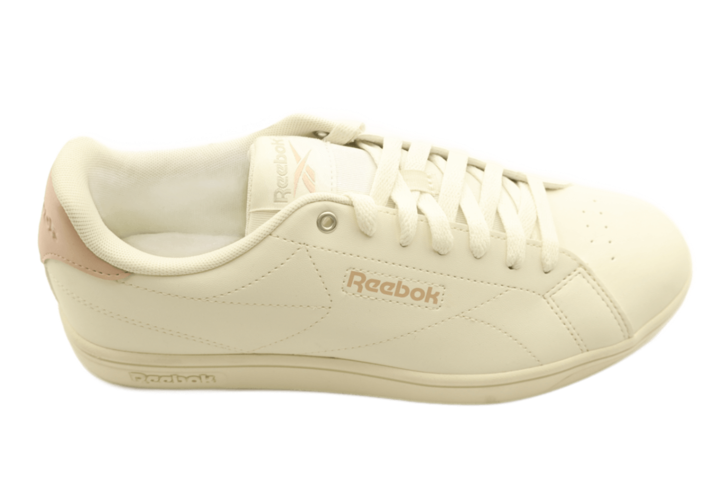 Reebok Women's Court Clean Casual Trainers Chalk/Pink Low Tops Lace Up New