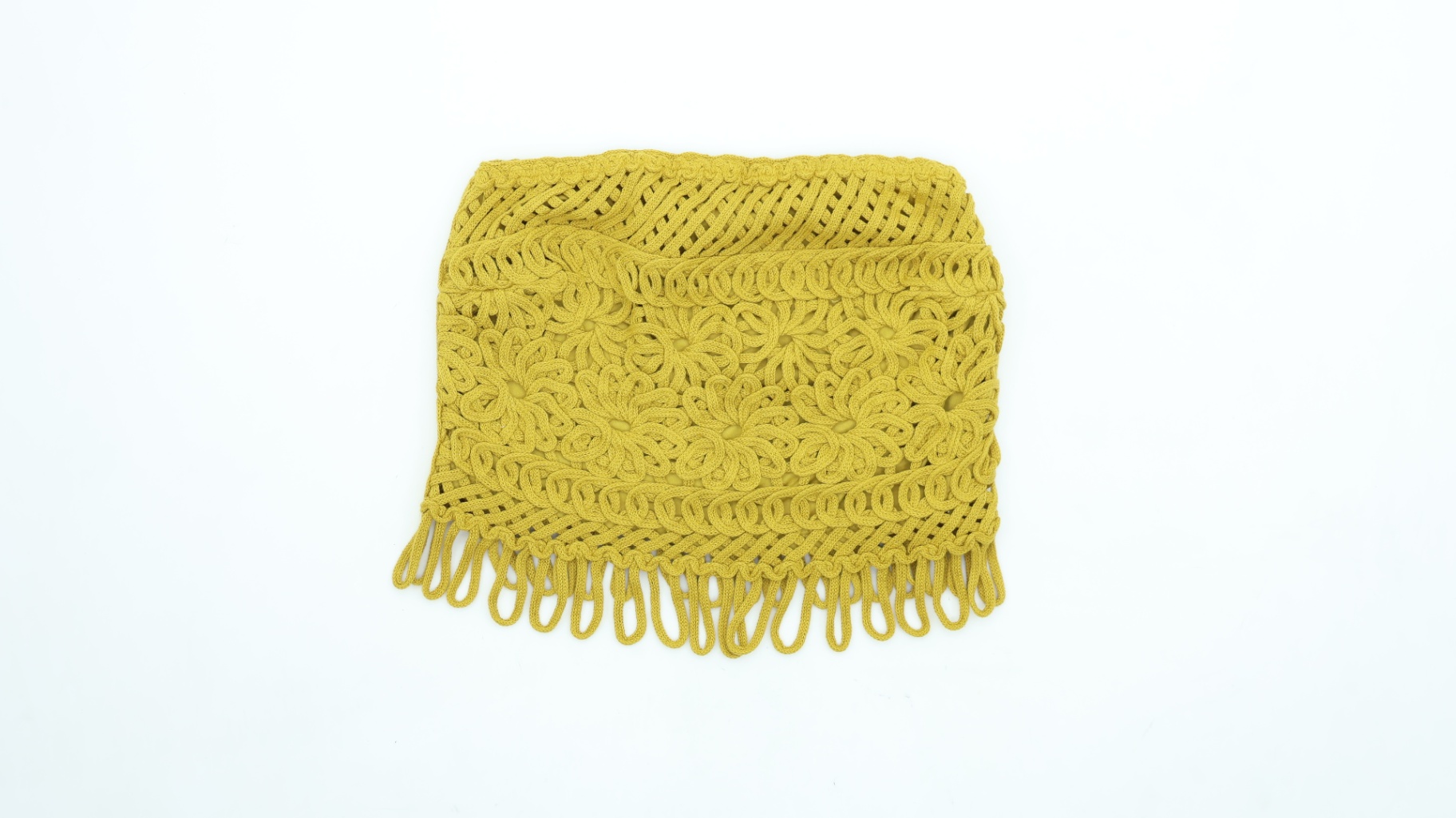 M&S Women’s Bandeau Top Antique Brass Yellow Floral Crochet Strapless New