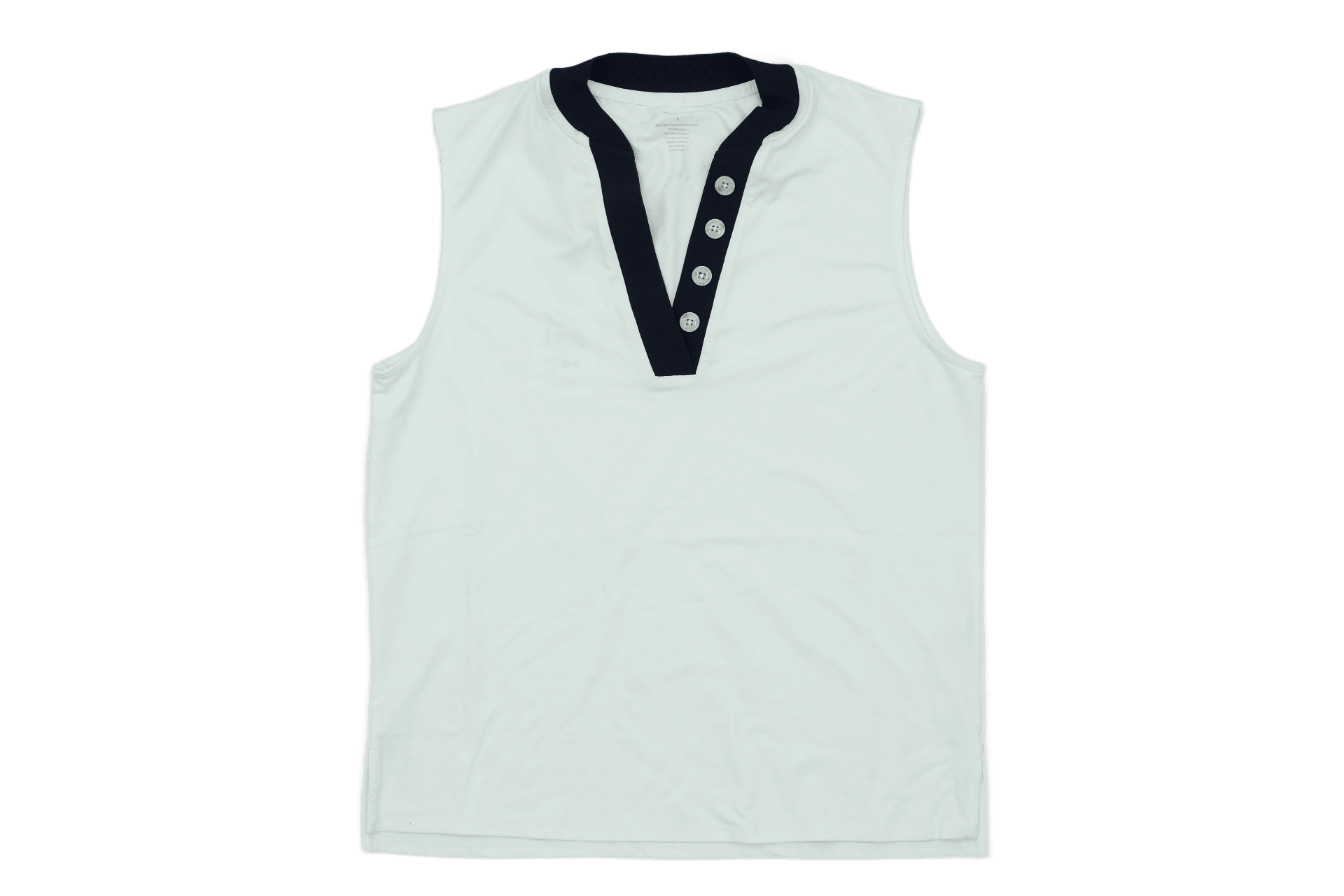 Varley Women’s Shelby Performance Tank Top White Mix Button Notch Neck New