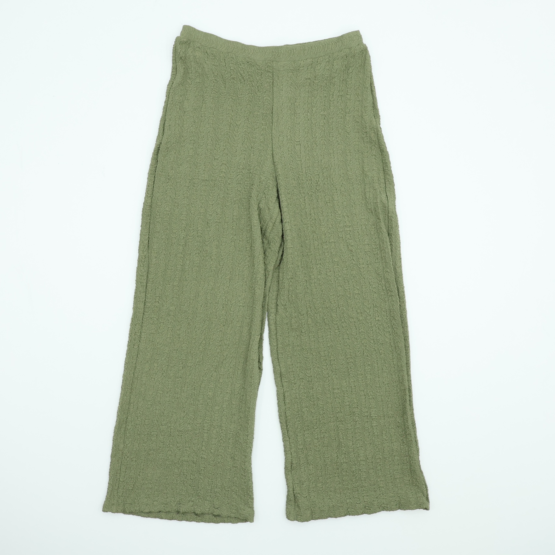 Marks & Spencer Women's Trousers Faded Khaki Wide-Leg Elastic Waist New