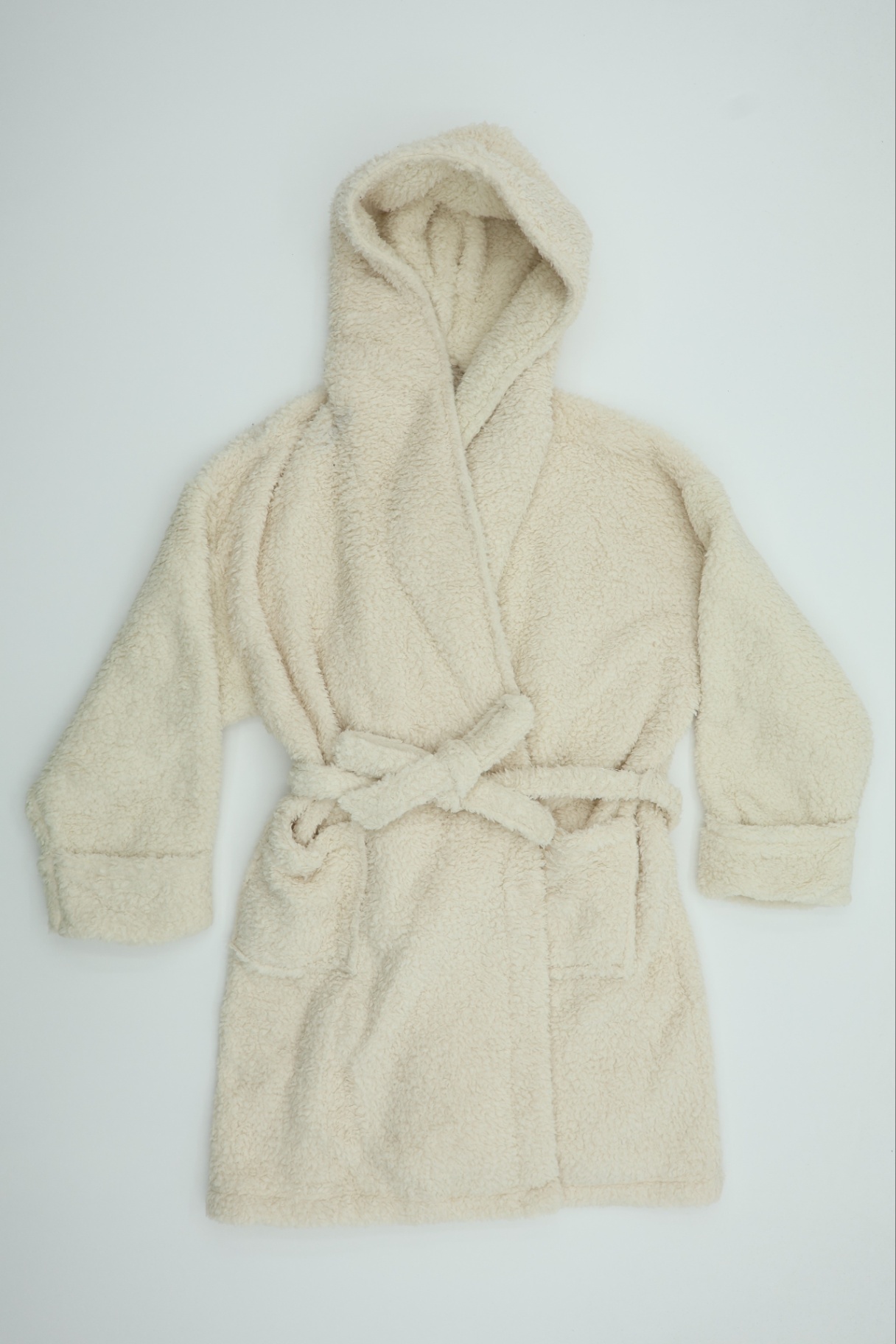 Marks & Spencer Women's Size L / XL Beige Dressing Gown Hooded Tie Pockets New